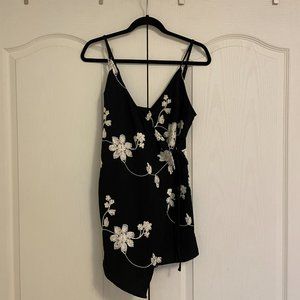 Floral Embroidered Black Romper Skort - Size 8 (Australia) or Size M (US)